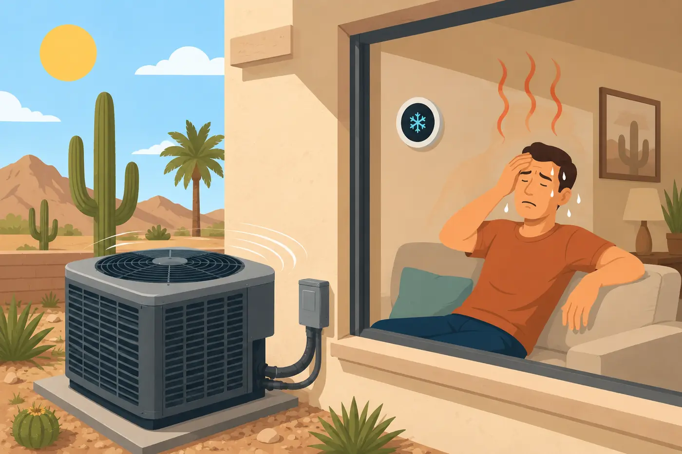 Phoenix homeowner uncomfortable indoors while the air conditioner runs without cooling