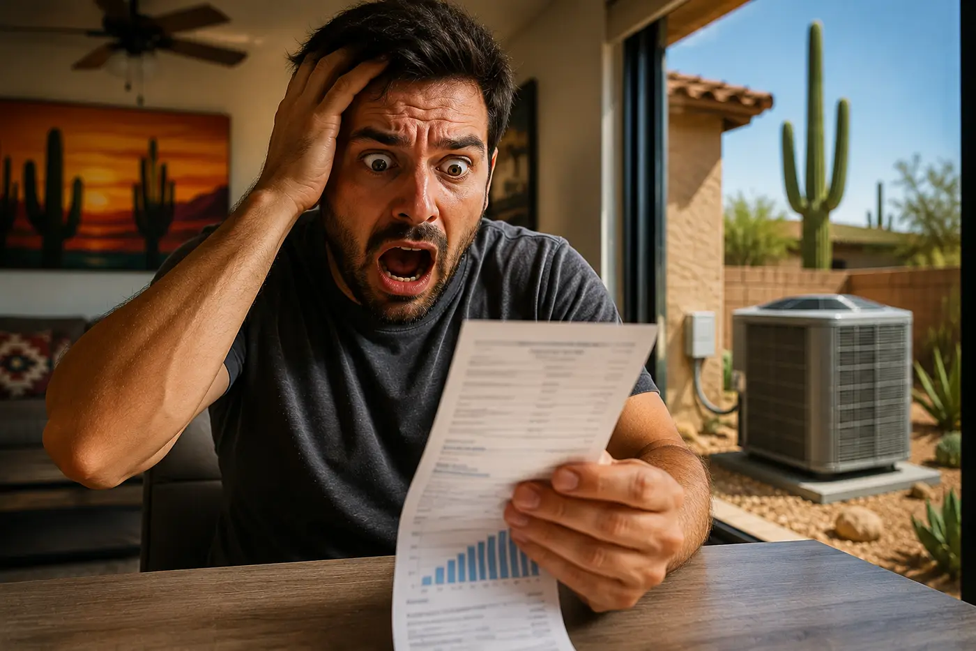 Phoenix homeowner reacting to a high summer electricity bill