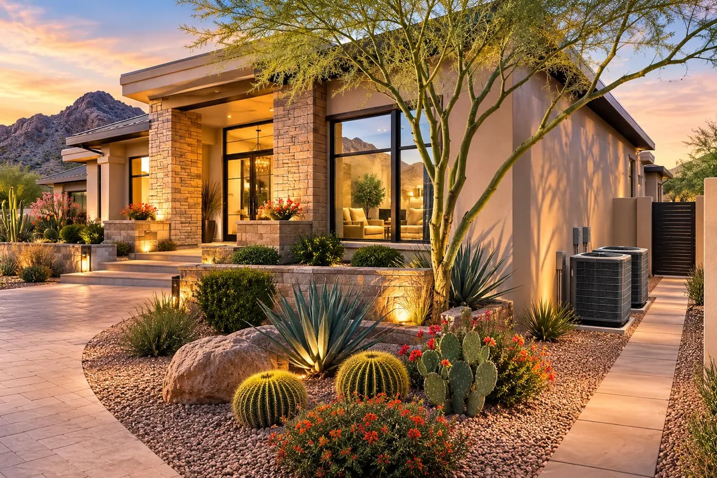 Luxury Paradise Valley estate at sunset served by Bleuwave HVAC