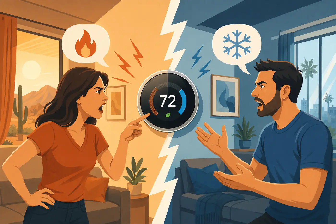 Programmable thermostat set for a Phoenix summer afternoon